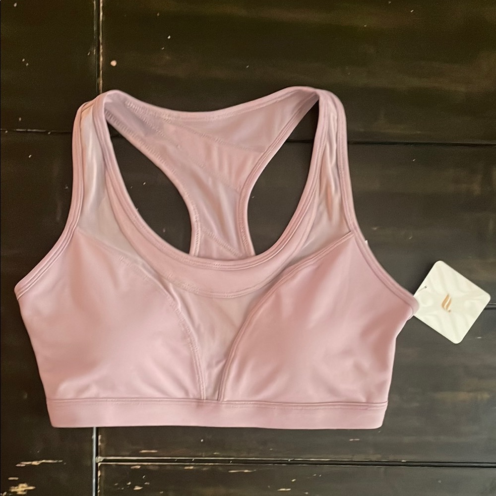 Fabletics Mesh Paneled Low Impact Sports Bra - Misty Mauve